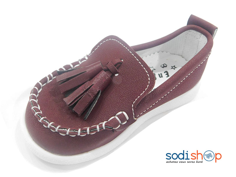 Petit Mocassin Design Special Pour Bebe Couleur Bordeaux Dd0074 Sodishop