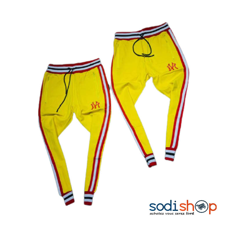 Pantalon Jogging New Era NY Mati re en Coton Couleur Jaune