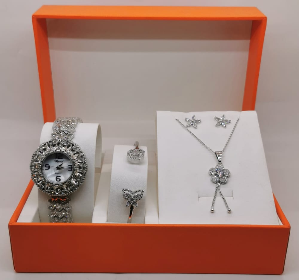 Coffret Cadeau Montre + Bracelets et Collier Pour Femme - Accessoires de  Luxe Couleur Argent MKS00193 - Sodishop Côte d'Ivoire