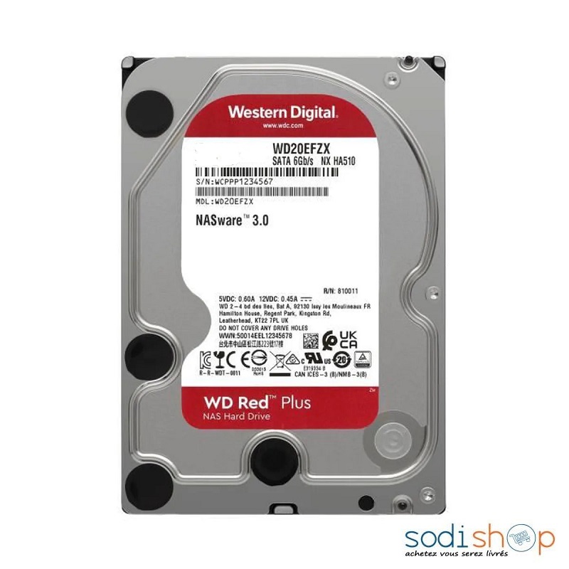 Disque Dur Interne Western Digital WD Red™ Plus Hard Drive 10TB HDD 3.5  Cache 256MB SODIEXP01D - Sodishop